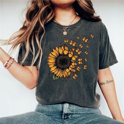 Sunflower Butterfly Shirt, Butterfly Tee, Mothers Day Gift Shirt, Sunflower Shirt, Floral V-neck, Flowers Gift T-shirt