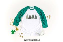 Christmas Trees Shirt, Christmas Raglan T-shirt, Christmas Shirts for Women, Christmas Baseball Shirt, Christmas Tree T-
