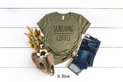 sunshine and coffee shirt, coffee shirt, coffee graphic t-shirt for women, workout shirt, funny tee, summer shirt, beach