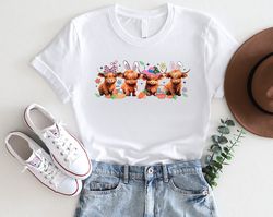 Cows Easter Bunnies Shirt, Easter Hifer Lover Shirt, Easter Farm Animal Tee, Easter Day Tee, Highland Cow Shirt, Western