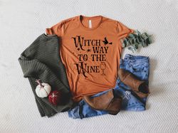 Witch Way To The Wine Shirt, Funny Halloween Shirts, Funny Wine Halloween Shirts, Halloween Witch Shirt ,Halloween Shirt
