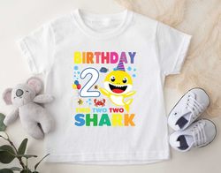 Birthday shark shirt | 2nd birthday shirt | 2nd birthday shark shirt | Girls, Boys birthday shirt