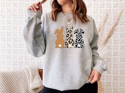 Bunnies Sweatshirt, Easter Bunny Sweat, Animal Print Bunnies, Leopard Bunny Shirt, Happy Easter