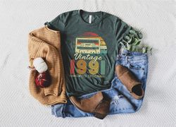 Vintage 1991 Shirt, 32nd Birthday Gift For Women, 1991 Retro Shirt, 32nd Birthday Woman,32nd Birthday Gift For Men a