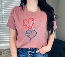 Red White Blue Heart Shirt, Fourth of July T-Shirt, USA Flag Tshirt, Independence Day, American Flag Shirt, Patriotic Sh