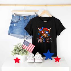 Cow Merica Shirt, America Cow Shirt, American Farm Shirt, American Flag Cow, 4th of July Shirt, Independence Day Tee
