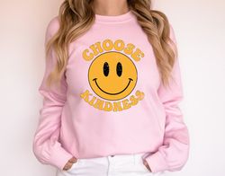 Choose Kindness Smiley Face Sweatshirt, Retro Teacher Sweater, Teacher Sweatshirt, Kindergarten Teacher