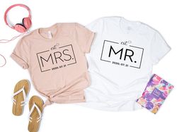 Mr and Mrs Shirt, Wedding Party T-shirt, Honeymoon Shirt, Wedding Shirt, Wife and Hubs Shirts, Just Married Shirts