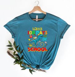 T-Rex ride bicycle 100 days shirt,100 Days Brighter Shirt,Teacher Shirt,100th Day Of School,Back To School Shirt,Teacher