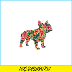French Bulldog Flower PNG, Floral Frenchie Dog Silhouette PNG, Bulldog Mascot PNG