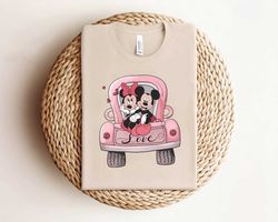 Mickey And Minne Love Car Shirt