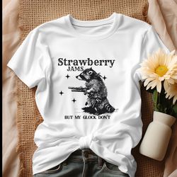 Retro Strawberry Jams But My Glock Dont Raccoon Shirt