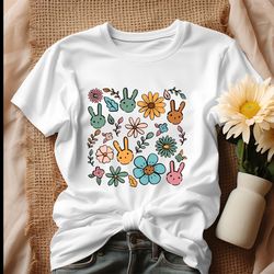 Vintage Boho Easter Flower Bunny Shirt