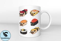 pug sushi mug,yoga pug gift,pug gifts funny mug,pug mom gift,meditation coffee mug,pug lover gift,yoga gift,yoga mug
