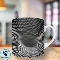 3d black white pattern hole Mug Wrap, 11oz And 15oz Mug Template, Mug Sublimation Design, Mug Wrap Template, Instant Dig