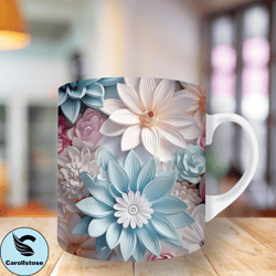 3d colorful flowers Mug Wrap, 11oz And 15oz Mug Template, Mug Sublimation Design, Mug Wrap Template, Instant Digital Dow