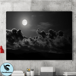 full moon cloudy day dark horror canvas wall art painting,canvas wall art, full moon wall art,canvas posters,wall decora