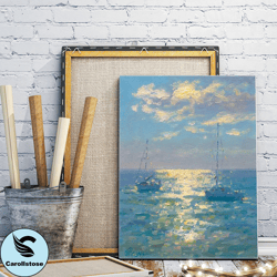 impressionist seascape art style, seascape wall art oil painting, original wall canvas painting, ocean wall art, home de