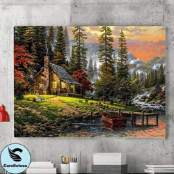 landscape canvas wall art painting, landscape wall art, forest painting, modernist painting, home decoration