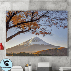 mount fuji japan canvas wall art painting, landscape wall art, famous landscape art poster, canvas wall art, living room