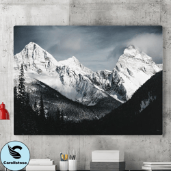 Snow Mountain Canvas Wall Art Painting,winter Poster,Winter Mountain Landscape Wall Art,Canvas Wall Art,Living Room Wall