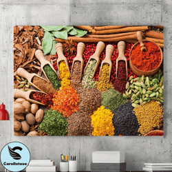 spice wall canvas printing, kitchen canvas decoration, kitchen spice wall art, spice canvas painting art