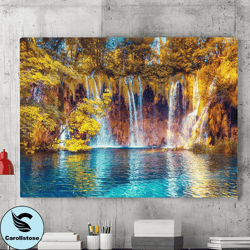 Waterfall Canvas Wall Art Decoration, Landscape Wall Art Painting, Nature Art, Canvas Wall Poster, Wall Decoration, Home