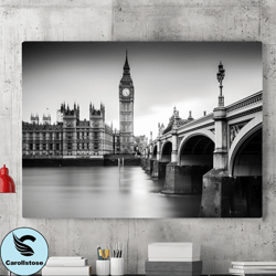 Westminster Bridge Canvas Wall Art Painting, Canvas Wall Decoration, London Posters, Large Wall Art, Home Decoration