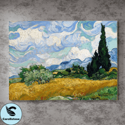 Wheat Field With Cypresses,Vincent Van,Landscape Art Print,Famous Impressionists,Beautiful Wall Decor,Natural Scenery