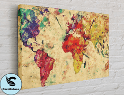 Beautiful Painting Map Canvas, Canvas Wall Art Canvas Design, Home Decor Ready To Hang