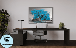 big blue leaf tree canvas, wall art canvas design, home decor ready to hang