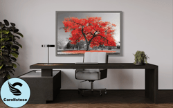 big red leaf tree canvas, wall art canvas design, home decor ready to hang