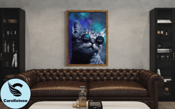 cat with glasses canvas, canvas wall art canvas design, home decor ready to hang