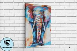colored elephant canvas, elephant canvas, elephant canvas print,  canvas wall art canvas design, home decor ready to han