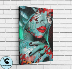 Colored Woman Canvas, Wall Art Canvas Design, Home Decor Ready To Hang