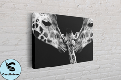 giraffe family , family love , print on canvas, giraffe print on canvas, canvas wall art canvas design, home decor ready