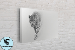 leopard on snow, leopard print on canvas print, canvas wall art canvas design, home decor ready to hang