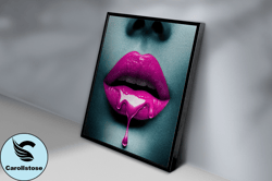 Pink Lips Canvas, Wall Art Canvas Design, Home Decor Ready To Hang