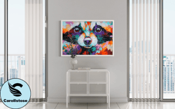 Raccoon Painted with Various Colors Canvas, Wall Art Canvas Design, Home Decor Ready To Hang