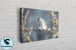 Sparrow Bird in the Flowers Print on Canvas, Canvas Wall Art Canvas Design, Home Decor Ready To Hang