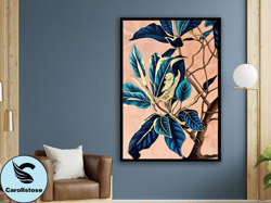 botanical painting, botanical leaves canvas print, large wall art, flower poster, wall art canvas design, framed canvas