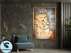 Lion King In Cosmic Space, Lion On Cosmic Background, King Lion Canvas Print, Lion Canvas, Wall Art Canvas Design, Ready
