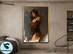 sexy woman canvas painting, nude woman wall art,erotic canvas painting, painting for bedroom, wall art canvas design.fra