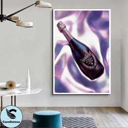 champagne art print, champagne poster, wall art, home bar print dom perignon champagne bottles wall art, wall decor, cha