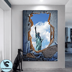 collapsed wall canvas wall art, statue of liberty canvas wall art, american style canvas wall art, ready to hang canvas