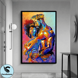 african king and wife canvas print art, african king and queen ready to hang on wall canvas print art, gift home decor