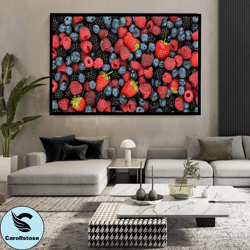 Blackberry Canvas Wall Art , Strawberry Canvas Painting , Berries Wall Decor , Kitchen Decor , Ready To Hang Canvas Prin