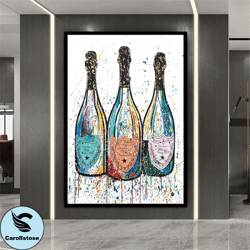 dom perignon champagne bottles wall art wall decor champagne party canvas free shipping highest quality lifetime warrant