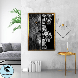 lion portrait with motivational text canvas print art, lion with yellow eyes ready to hang on wall canvas print art, can