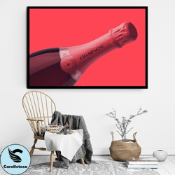 pink champagne bottle canvas wall art, elite champagne bottle canvas print art, womens day gift, canvas print ready to h